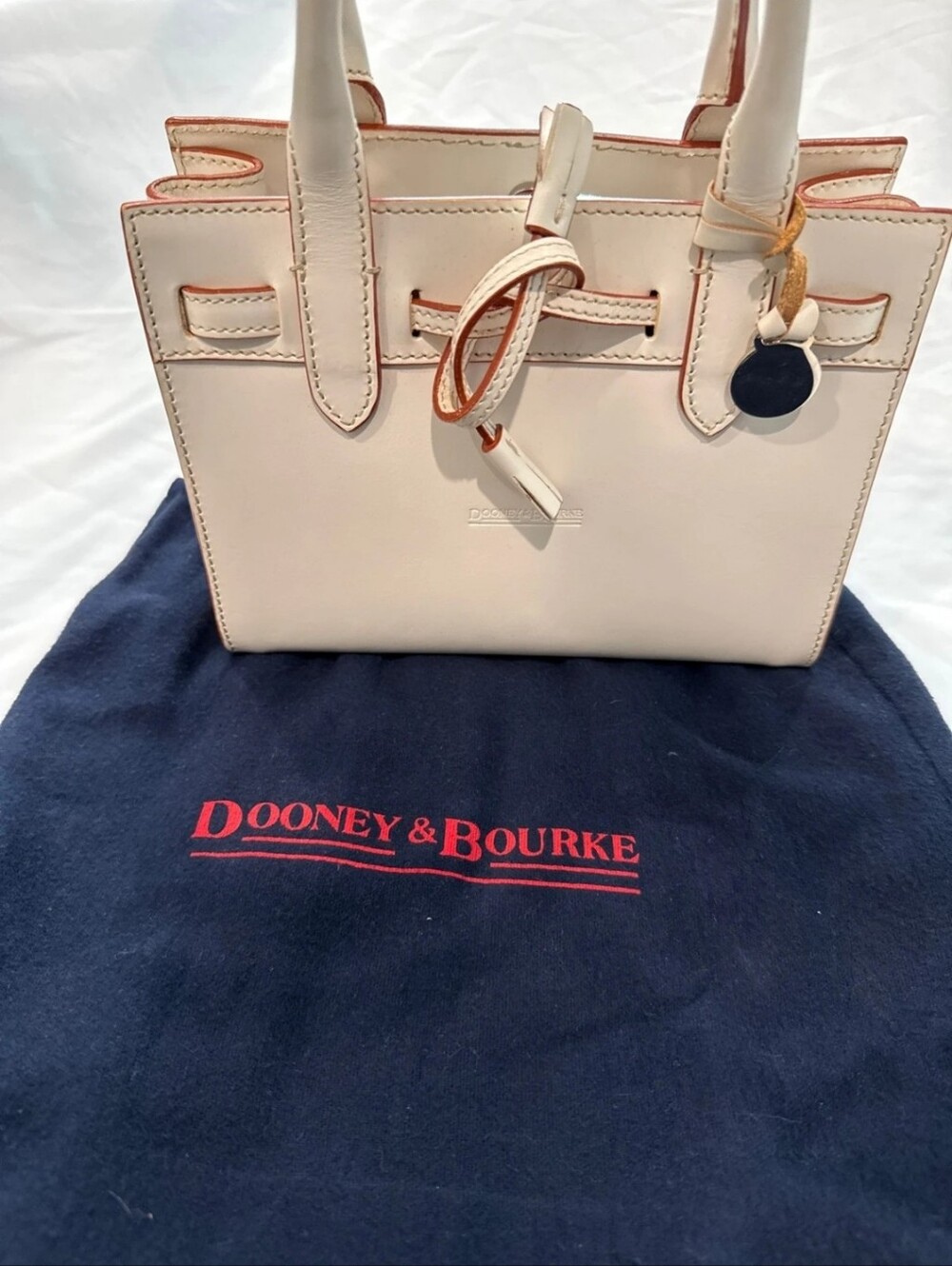 Dooney & Bourke Made In Italy Mini Tassel Cream Leather Satchel